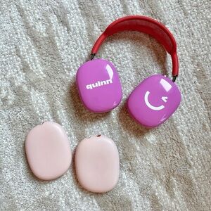 Apple Over-Ear Headphones in Pink and Red with Interchangeable Ear Cups